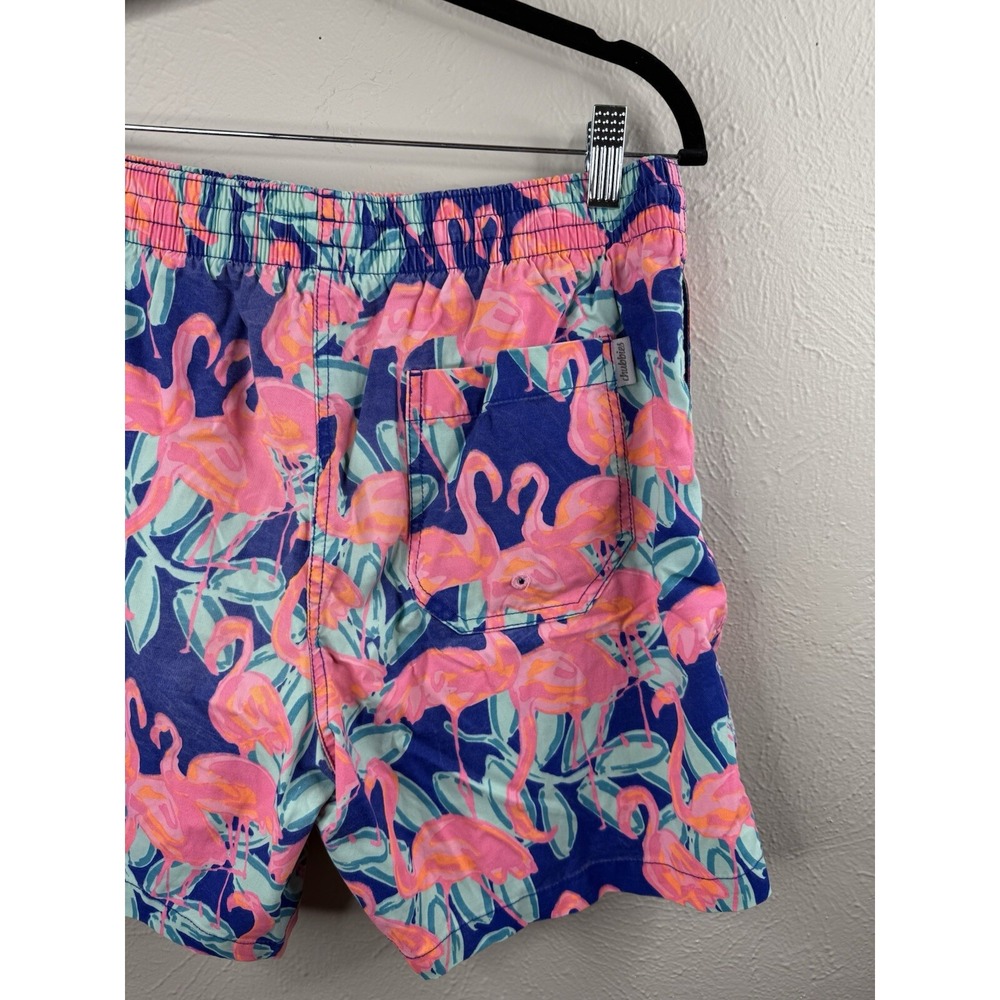Chubbies Shorts Mens Large Navy Blue Pink Flamingo Swim Casual 5" Inseam Trunks - Picture 6 of 9